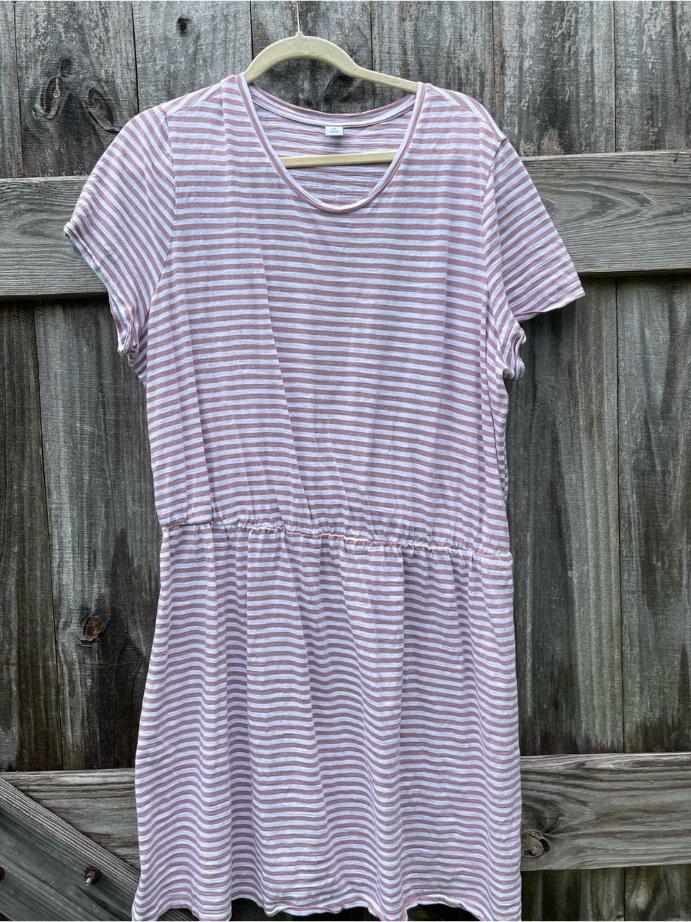 Old Navy Beige & White Striped Tee Dress Sz XXL